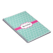 Girly Turquoise Hexagon-Muster mit Monogramm Notizblock (Rechte Seite)