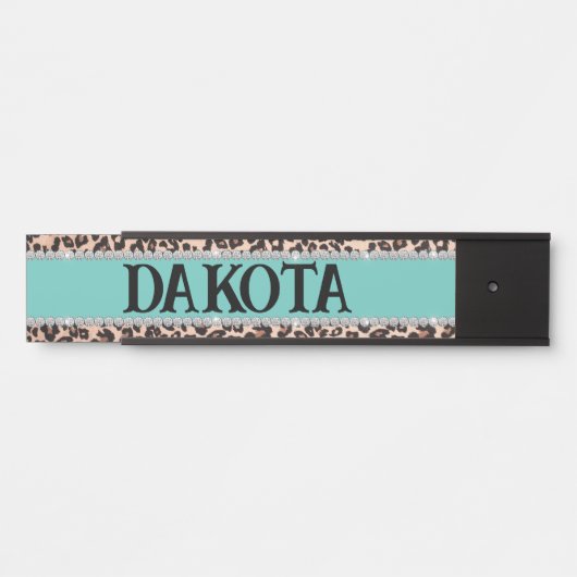 Girly Turquoise Leopard Diamant Custom Horst Stall Türschild (Vorderseite )