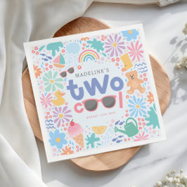 Girly Two Cool Summer Splash 2nd Birthday Serviette