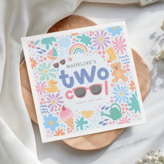 Girly Two Cool Summer Splash 2nd Birthday Serviette