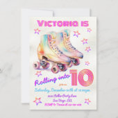 Girly Tyly Farbe Rosa Roller Skaten Birthday Party Einladung (Vorderseite)