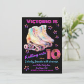 Girly Tyly Farbe Rosa Roller Skaten Birthday Party Einladung (Stehend Vorderseite)