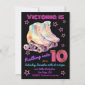 Girly Tyly Farbe Rosa Roller Skaten Birthday Party Einladung (Vorderseite)