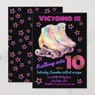Girly Tyly Farbe Rosa Roller Skaten Birthday Party Einladung