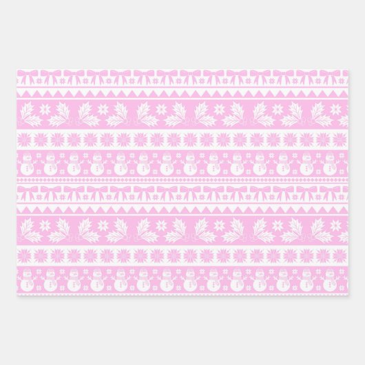 Girly Ugly Sweater Pink, Rot und Grün Weihnachten Geschenkpapier Set (Vorderseite 2)