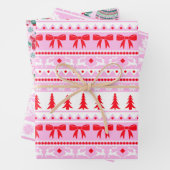 Girly Ugly Sweater Pink, Rot und Grün Weihnachten Geschenkpapier Set (Beispiel)