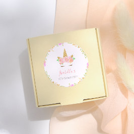 Girly Unicorn Drehbuch Name Geburtstagspartei Runder Aufkleber