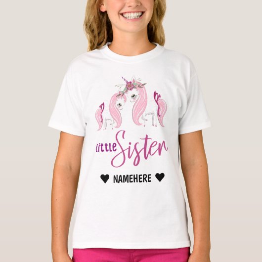 Girly Unicorn Little Sister T-Shirt (Vorderseite)