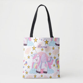 Girly Unicorn Rainbow Magischer Name Personalisier Tasche