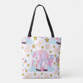 Girly Unicorn Rainbow Magischer Name Personalisier Tasche (Rückseite)