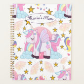 Girly Unicorn Rainbow Stars Individuelle Name Planer (Vorderseite)