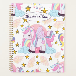 Girly Unicorn Rainbow Stars Individuelle Name Planer