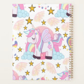 Girly Unicorn Rainbow Stars Individuelle Name Planer (Rückseite)