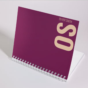 Girly Unique Burgundy Monogram Typografie Notizblock