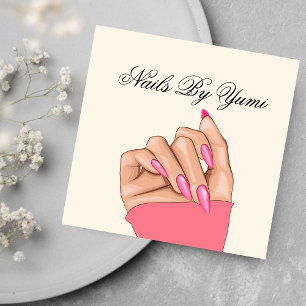 Girly Unique Pink Nail Manicurist Beauty Quadratische Visitenkarte