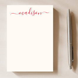Girly Unique Red Typografy Script Name Post-it Klebezettel