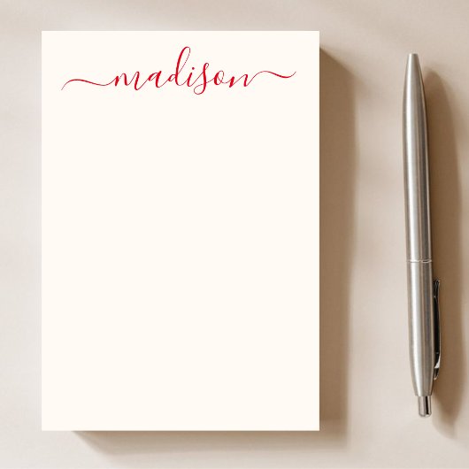 Girly Unique Red Typografy Script Name Post-it Klebezettel