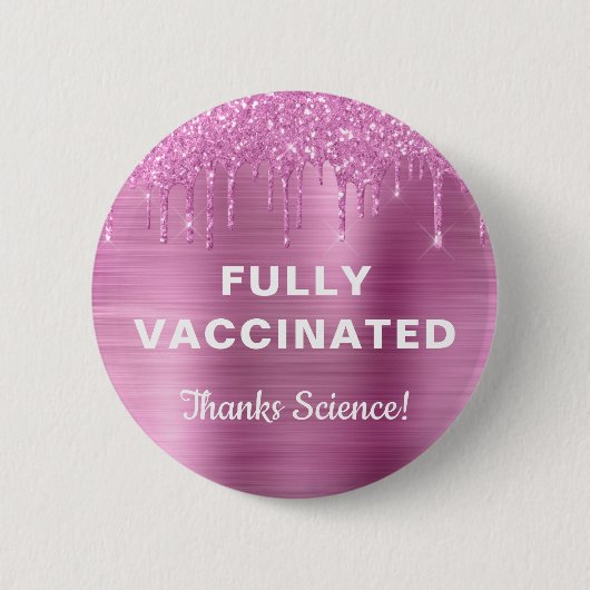 Girly Vaccected Pink Glitzer Button (Vorderseite)