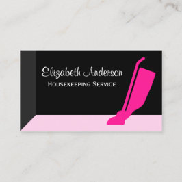 Girly Vacuum Pink und Black Housekeeping Service Visitenkarte