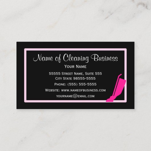 Girly Vacuum Pink und Black Housekeeping Service Visitenkarte (Rückseite)
