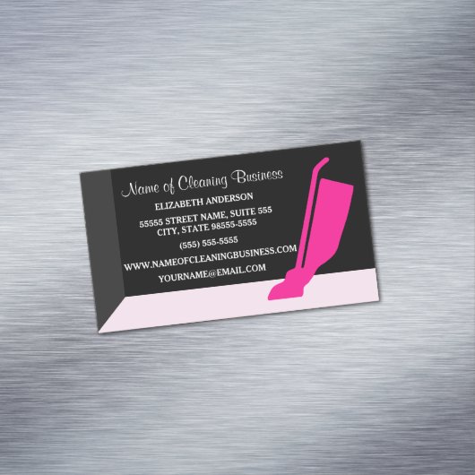 Girly Vakuumrosa und schwarzer Magnetische Visitenkarte (Beispiel)