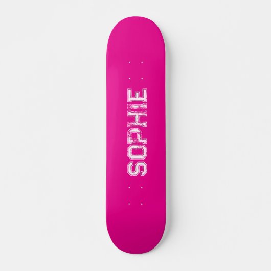 Girly Varsity Pink Skateboard Personalisierter Nam (Vorne)