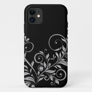 Girly Verziert Black Silver Floral Wirbel iPhone5 iPhone 11 Hülle