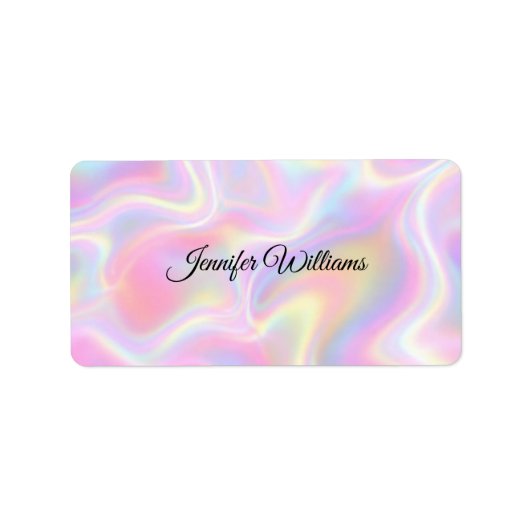 Girly Vibrant Pastel Holographic Swirl Design      Adressaufkleber (Vorne)