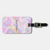 Girly Vibrant Pastel Holographic Swirl Design      Gepäckanhänger (Vorderseite horizontal)