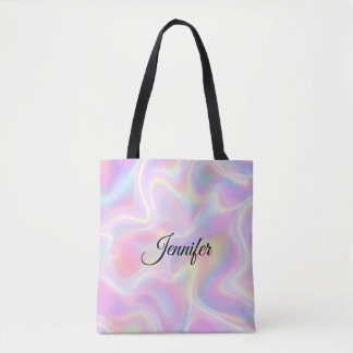 Girly Vibrant Pastel Holographic Swirl Design      Tasche