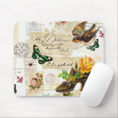 Girly Vintag Ephemera Fashion Collage mit Namen Mousepad (Mit Mouse)