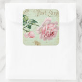 Girly Vintag Pink Roses Elegante Hütte Quadratischer Aufkleber (Tasche)