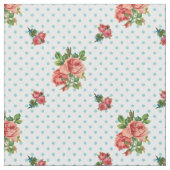 Girly Vintag Roses und Blue Polka Dots Stoff (Nahaufnahme)