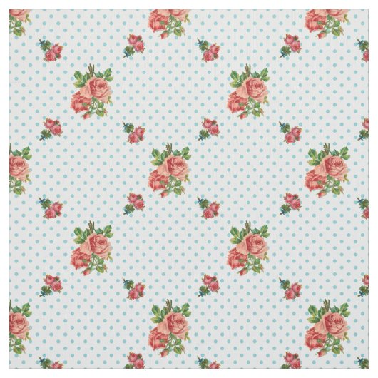 Girly Vintag Roses und Blue Polka Dots Stoff (Muster)