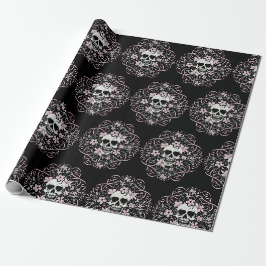 Girly Vintag Skull Geschenkpapier (Ungerollt)