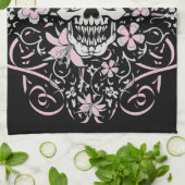 Girly Vintag Skull Geschirrtuch (Gefaltet)