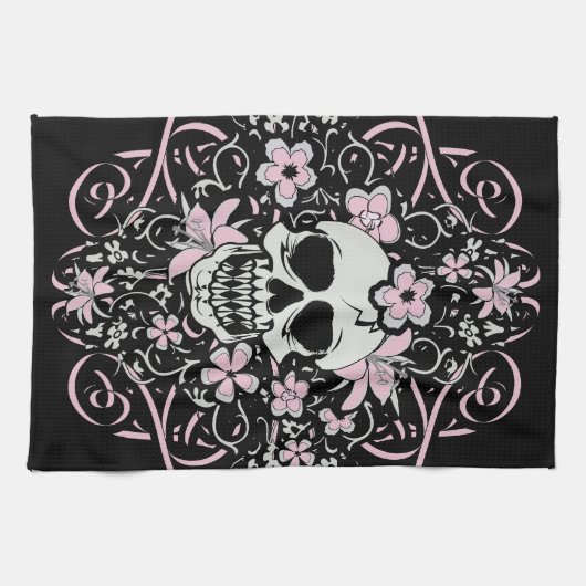 Girly Vintag Skull Geschirrtuch (Horizontal)