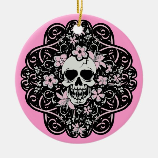 Girly Vintag Skull Keramikornament (Vorne)