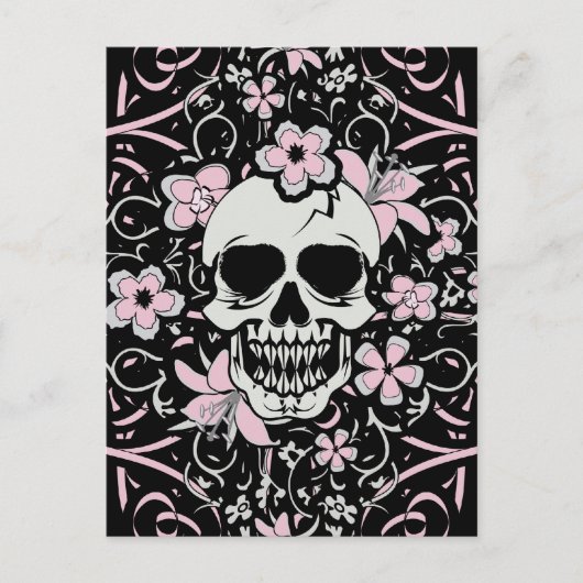 Girly Vintag Skull Postkarte (Vorderseite)