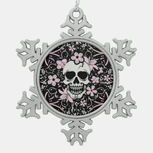 Girly Vintag Skull Schneeflocken Zinn-Ornament