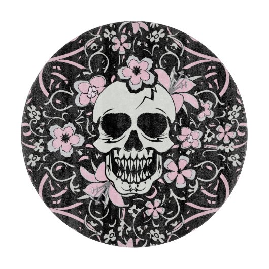 Girly Vintag Skull Schneidebrett (Vorderseite)