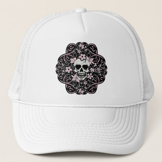 Girly Vintag Skull Truckerkappe (Vorderseite)