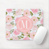 Girly Vintage rosa Rosen-mit Blumenpfingstrose Mousepad (Mit Mouse)