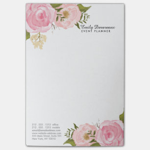 Girly Vintage rosa Rosen-mit Blumenpfingstrose Post-it Klebezettel