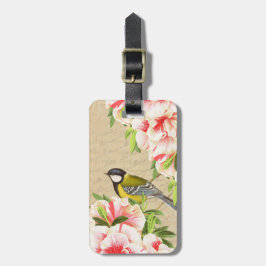 Girly Vintager Gepäckumbau mit Vogel und Blumen Gepäckanhänger