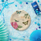 Girly Vintager PapierTeller mit Vögeln u. (Party)