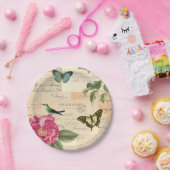 Girly Vintager PapierTeller mit Vögeln u. (Party)