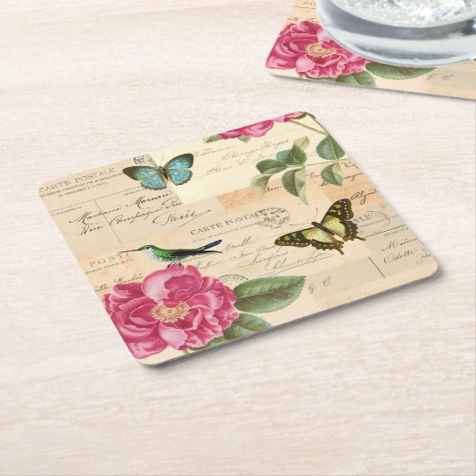 Girly Vintager Untersetzer mit Vogel, (angewinkelt)