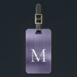 Girly Violet Brushed Metal Script Monogram Glam Gepäckanhänger<br><div class="desc">Girly Dusty Violet Light Lila Brushed Metal Script Monogram Niedlich Bag Tag</div>