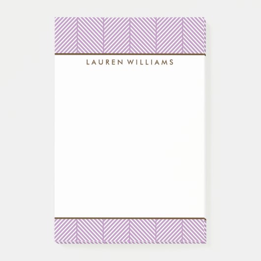 Girly Violet Herringbone-Muster Post-it Klebezettel (Vorderseite)